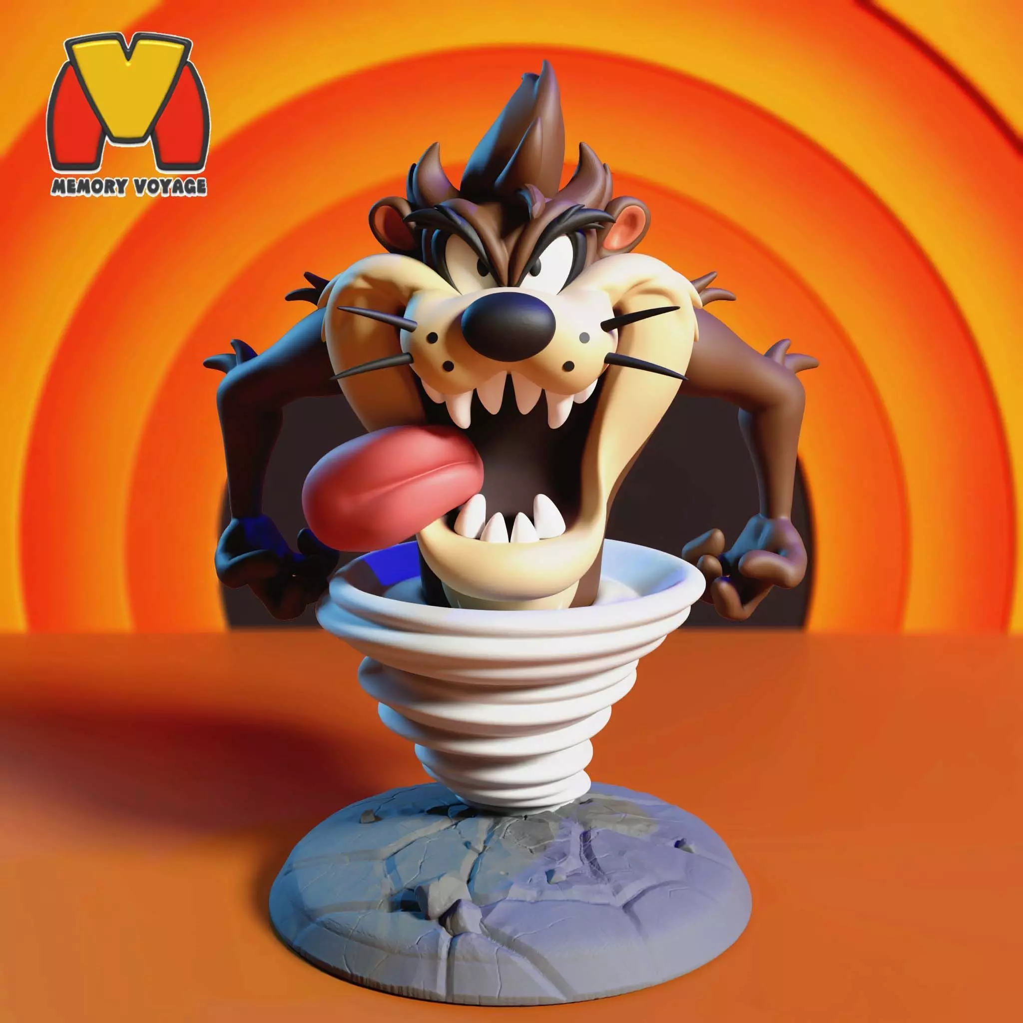 Tasmanian Devil with Tornado MULTIPARTS AND 3MF 3D print model_0