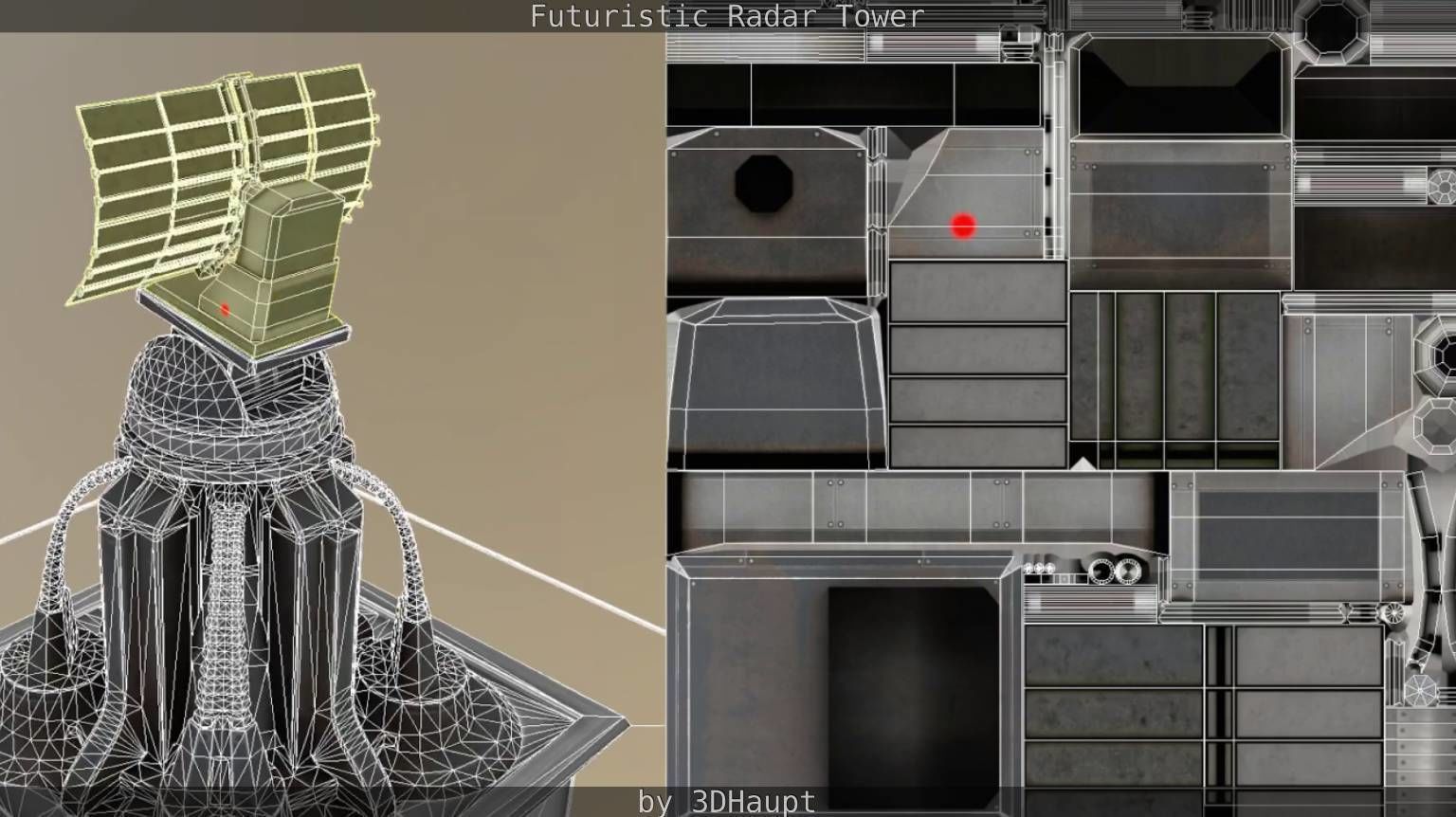 Futuristic Radar Tower Low-poly 3D model_59