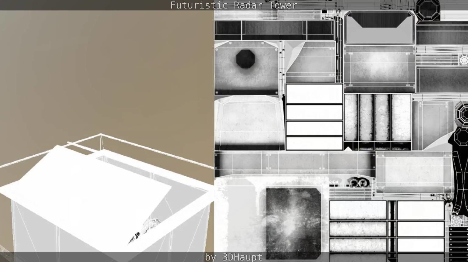 Futuristic Radar Tower Low-poly 3D model_66