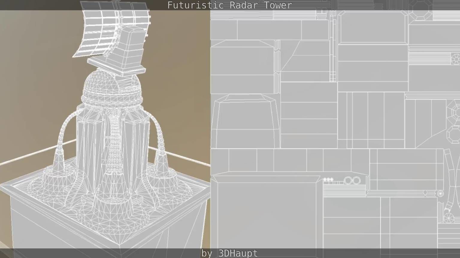 Futuristic Radar Tower Low-poly 3D model_79