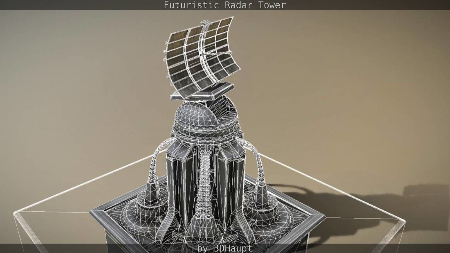 Futuristic Radar Tower Low-poly 3D model_56