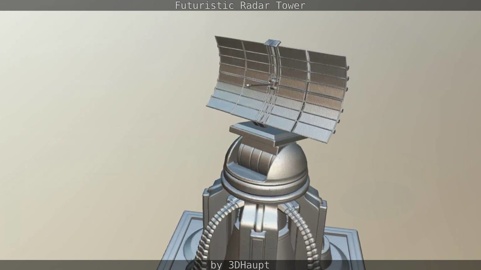 Futuristic Radar Tower Low-poly 3D model_84