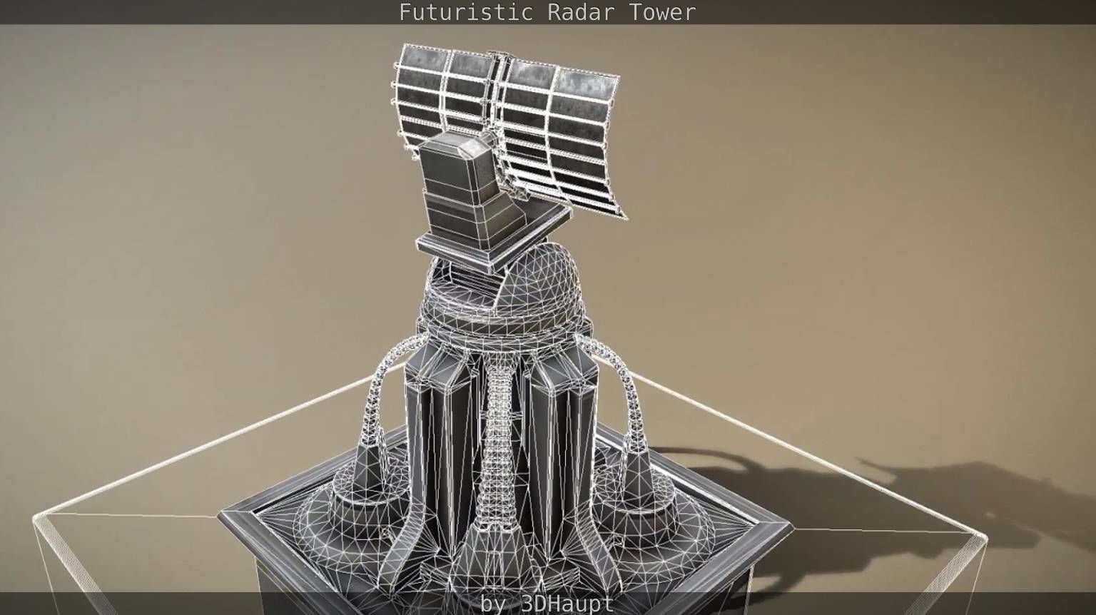 Futuristic Radar Tower Low-poly 3D model_53