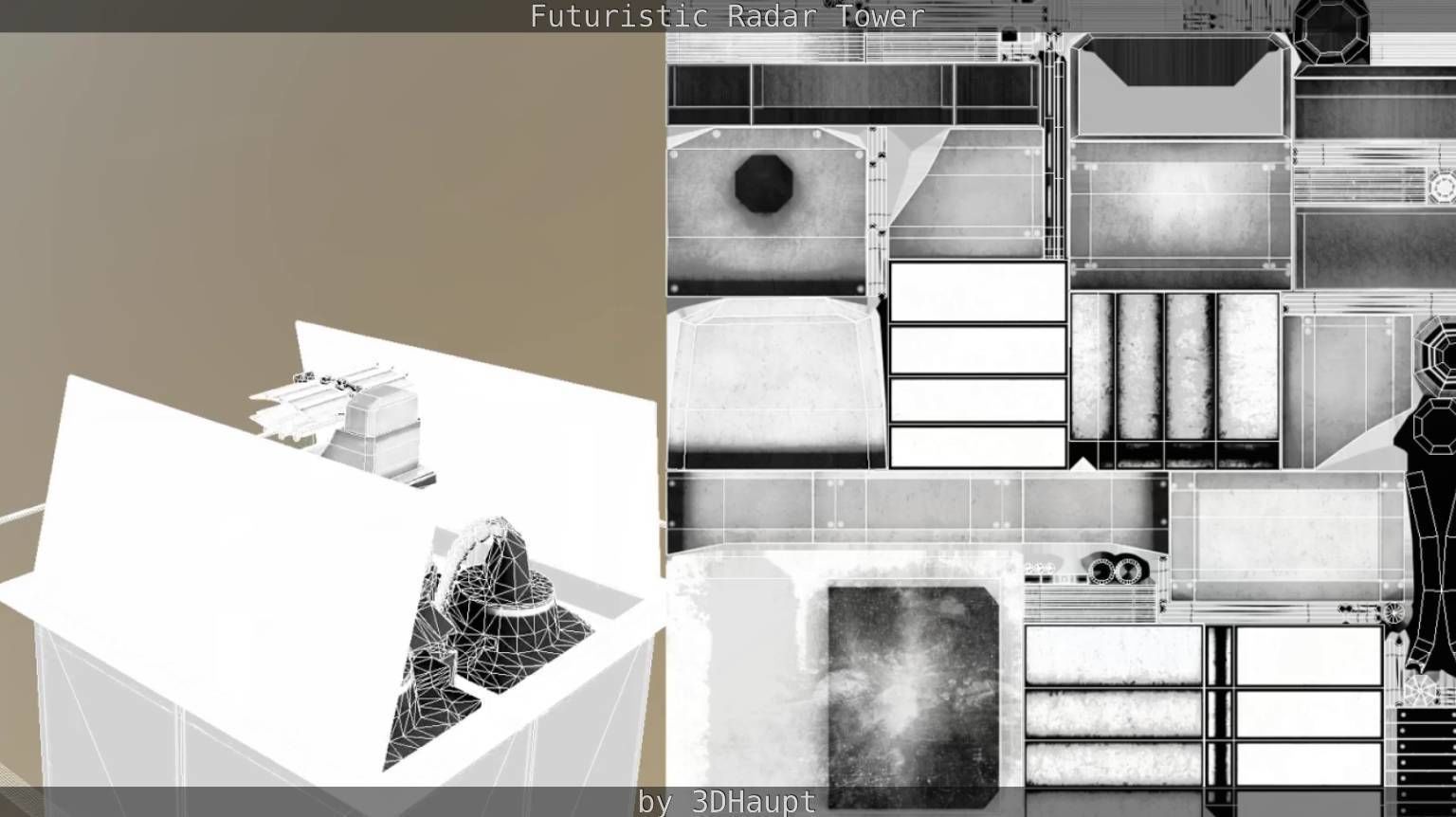 Futuristic Radar Tower Low-poly 3D model_70