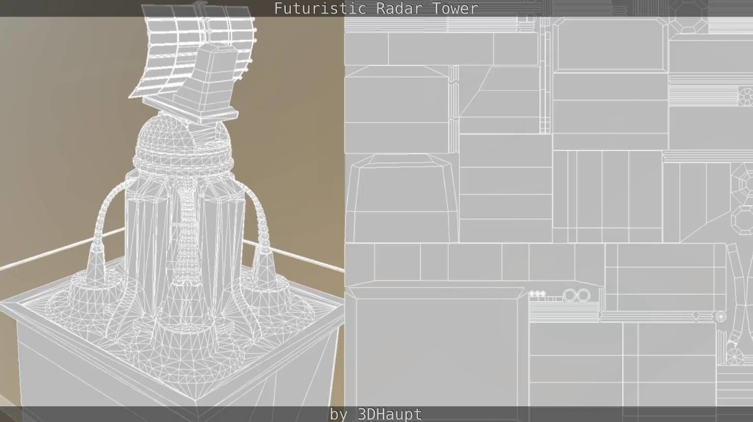 Futuristic Radar Tower Low-poly 3D model_78