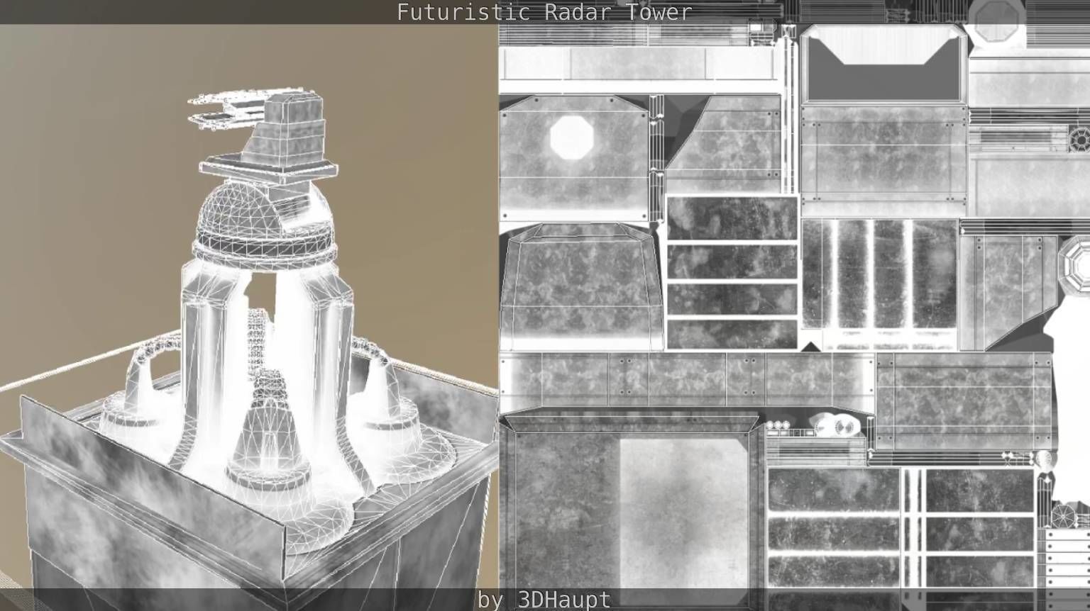 Futuristic Radar Tower Low-poly 3D model_72