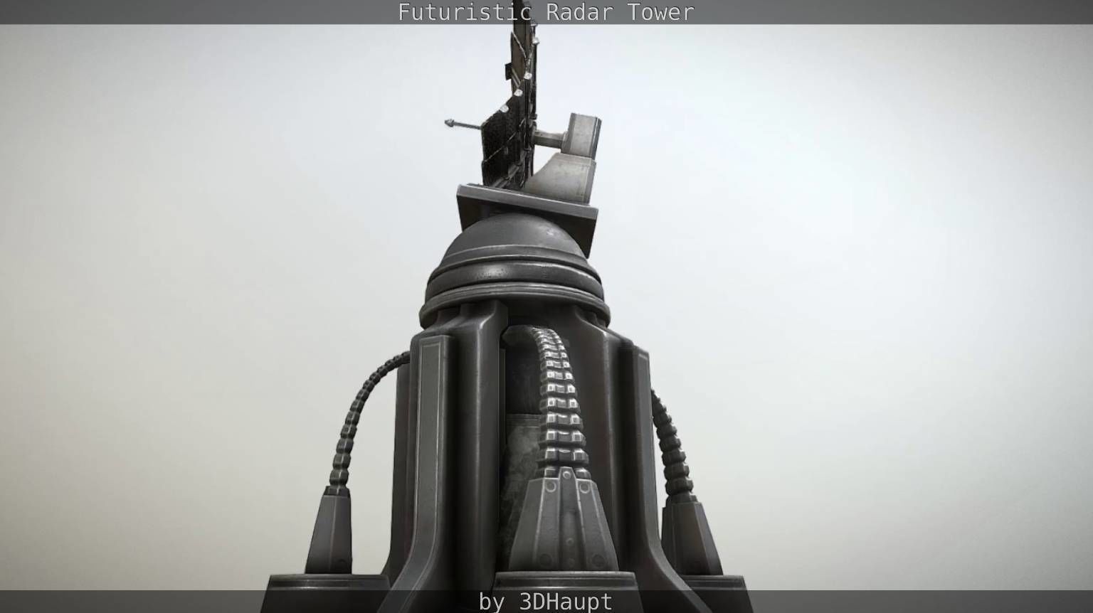 Futuristic Radar Tower Low-poly 3D model_48