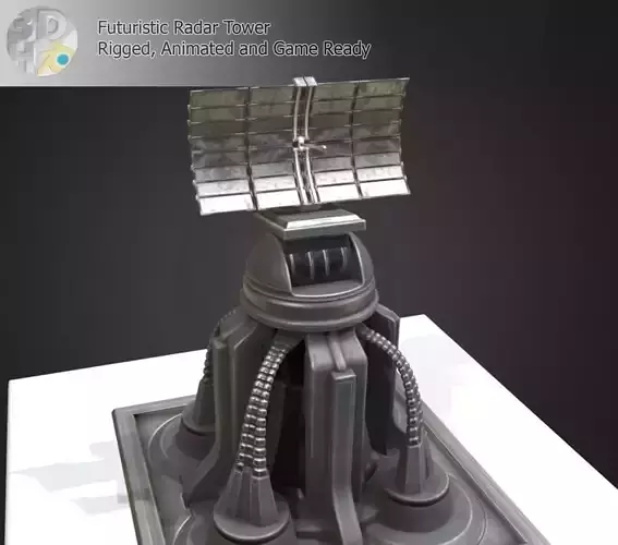 Futuristic Radar Tower Low-poly 3D model