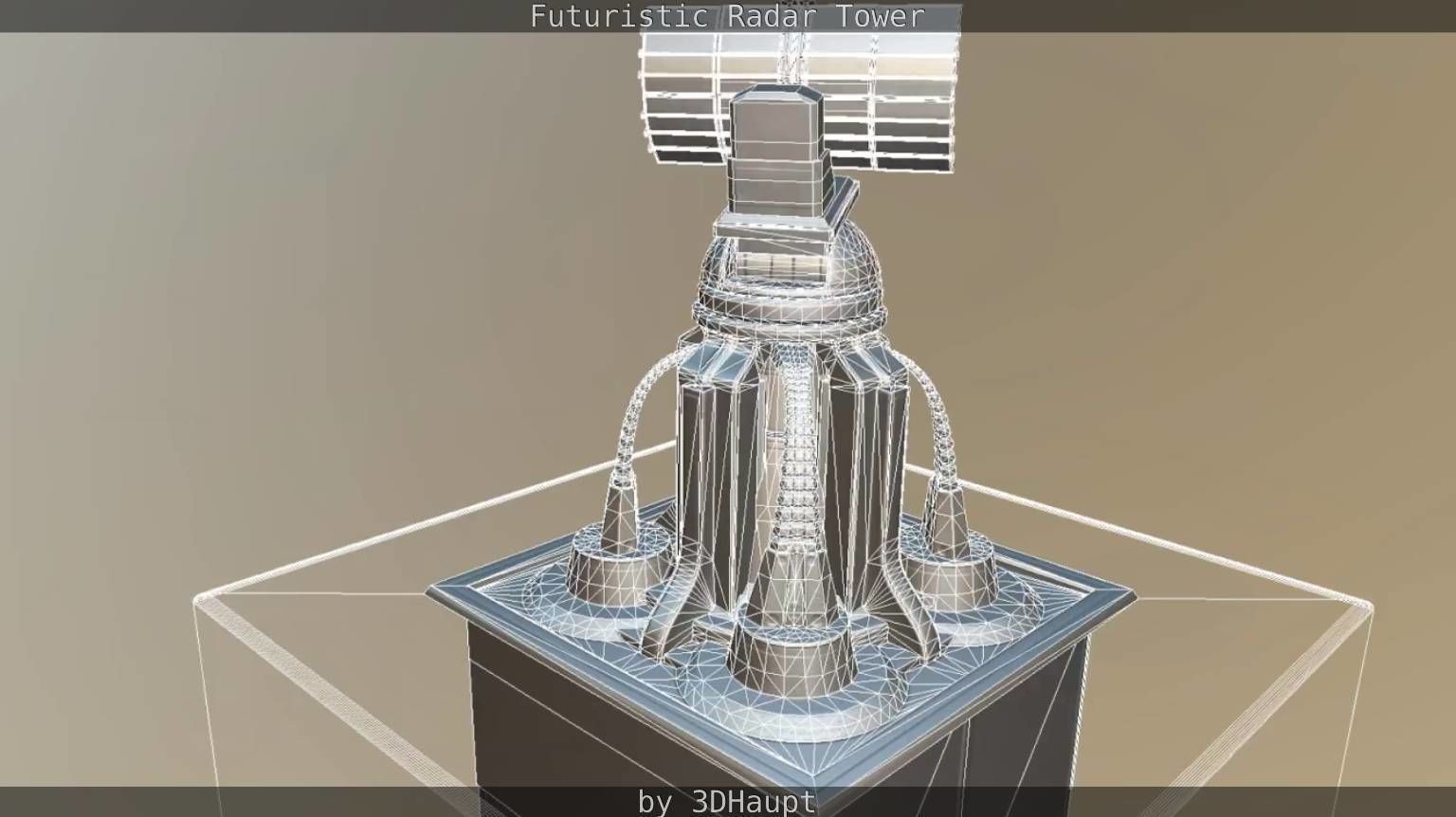 Futuristic Radar Tower Low-poly 3D model_81