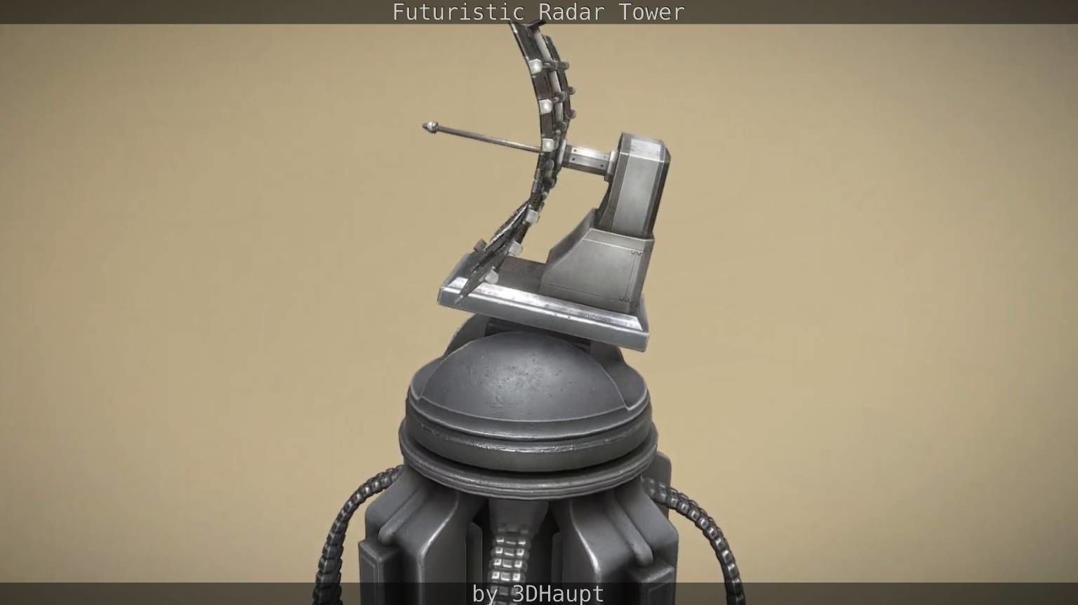 Futuristic Radar Tower Low-poly 3D model_31