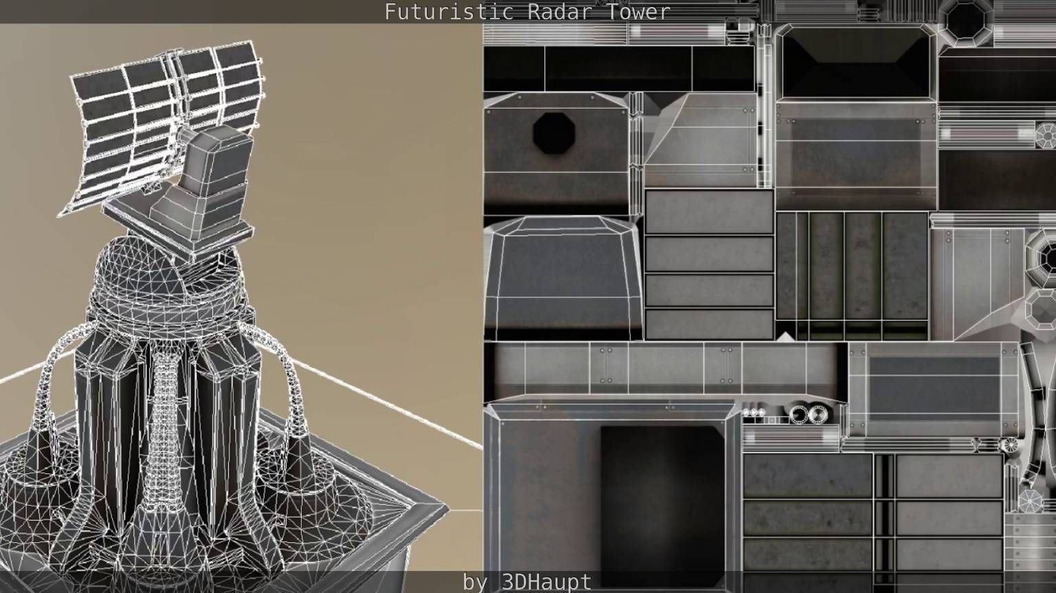 Futuristic Radar Tower Low-poly 3D model_58