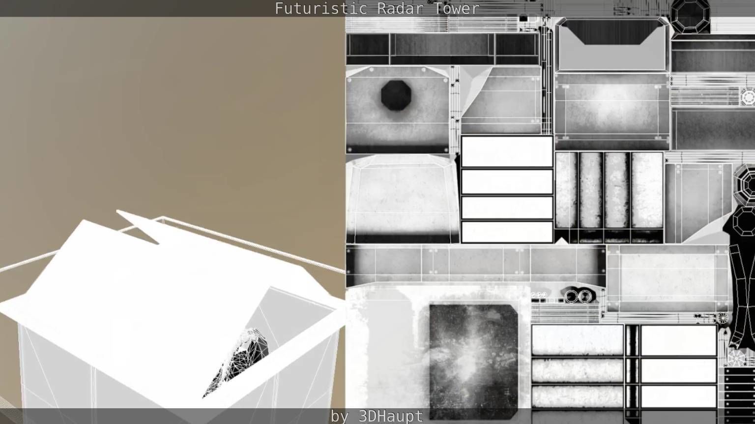 Futuristic Radar Tower Low-poly 3D model_69