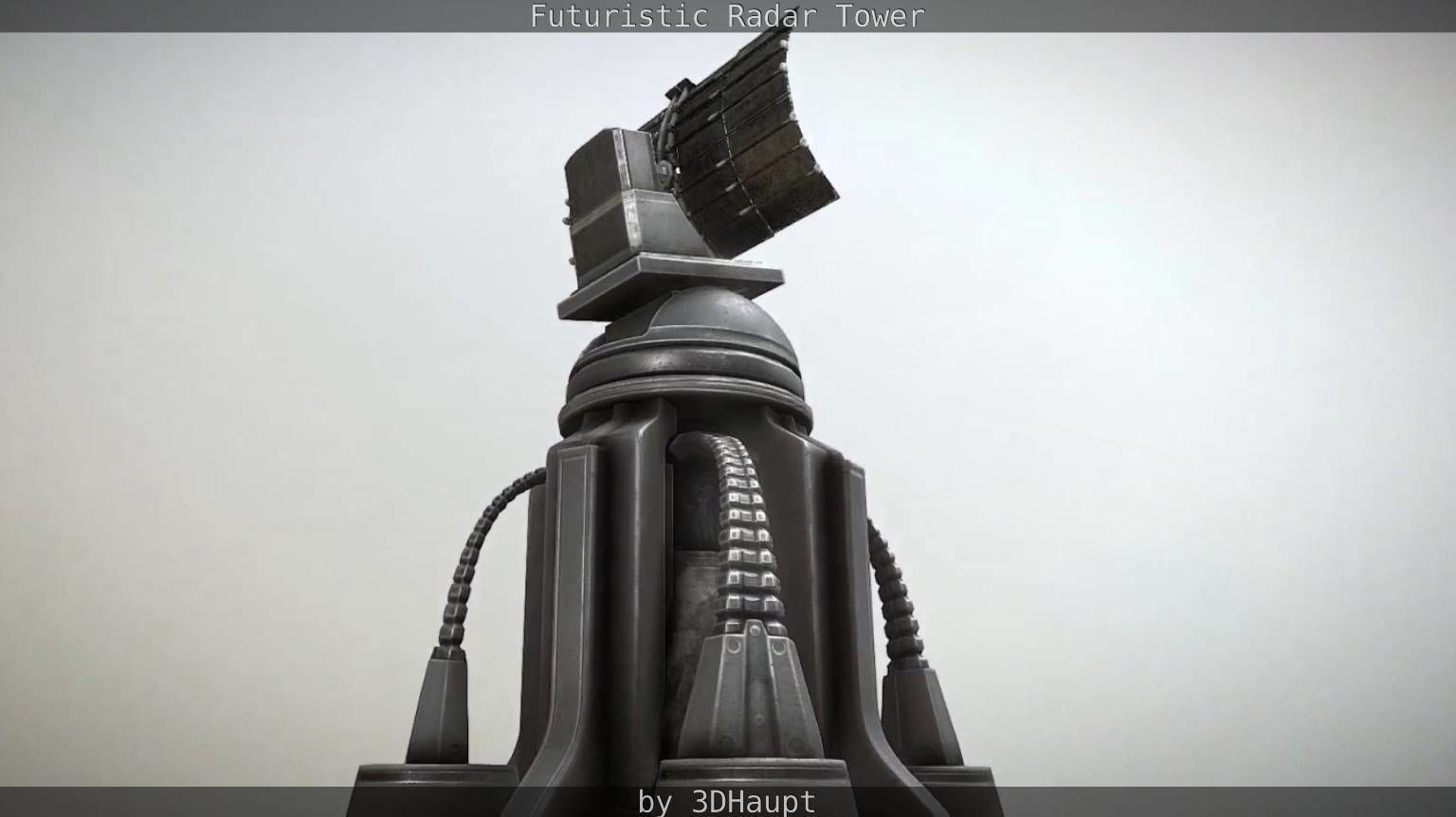 Futuristic Radar Tower Low-poly 3D model_43