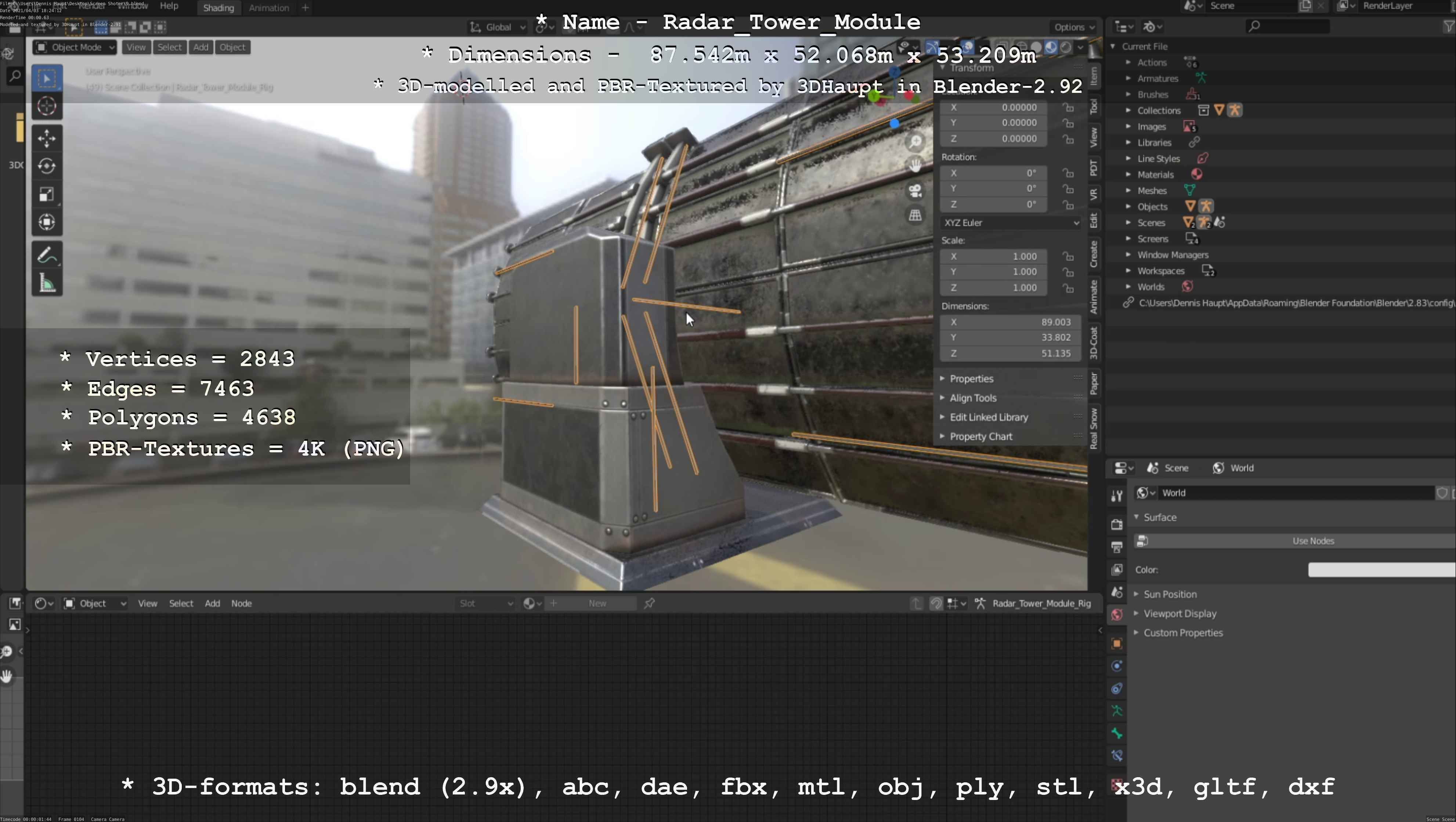 Futuristic Radar Tower Low-poly 3D model_104