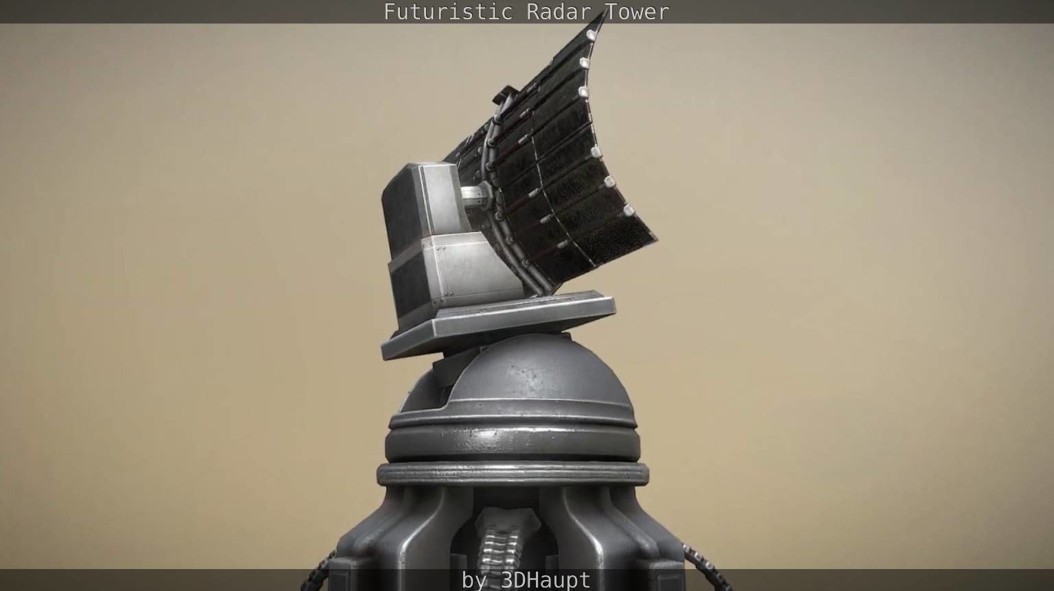 Futuristic Radar Tower Low-poly 3D model_34