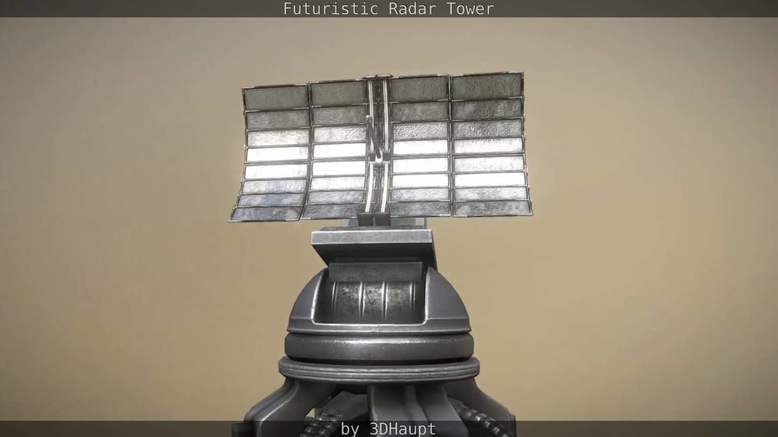 Futuristic Radar Tower Low-poly 3D model_36