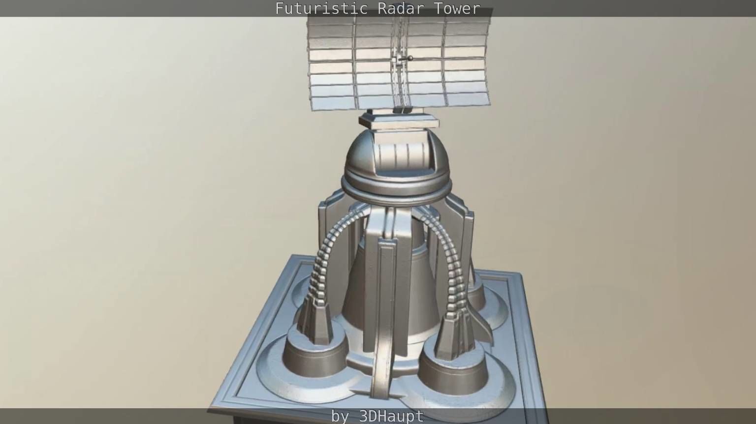 Futuristic Radar Tower Low-poly 3D model_83
