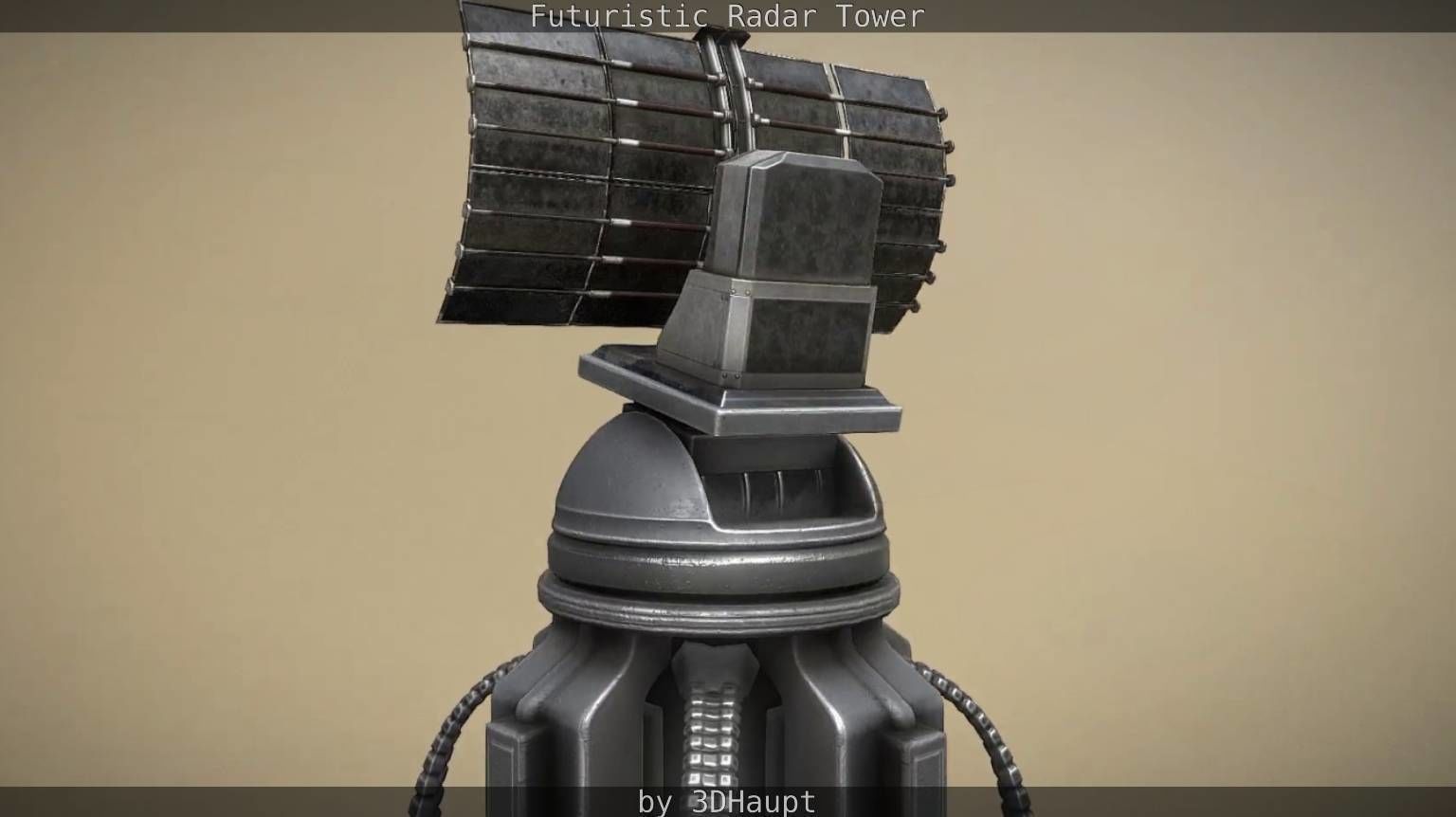 Futuristic Radar Tower Low-poly 3D model_32