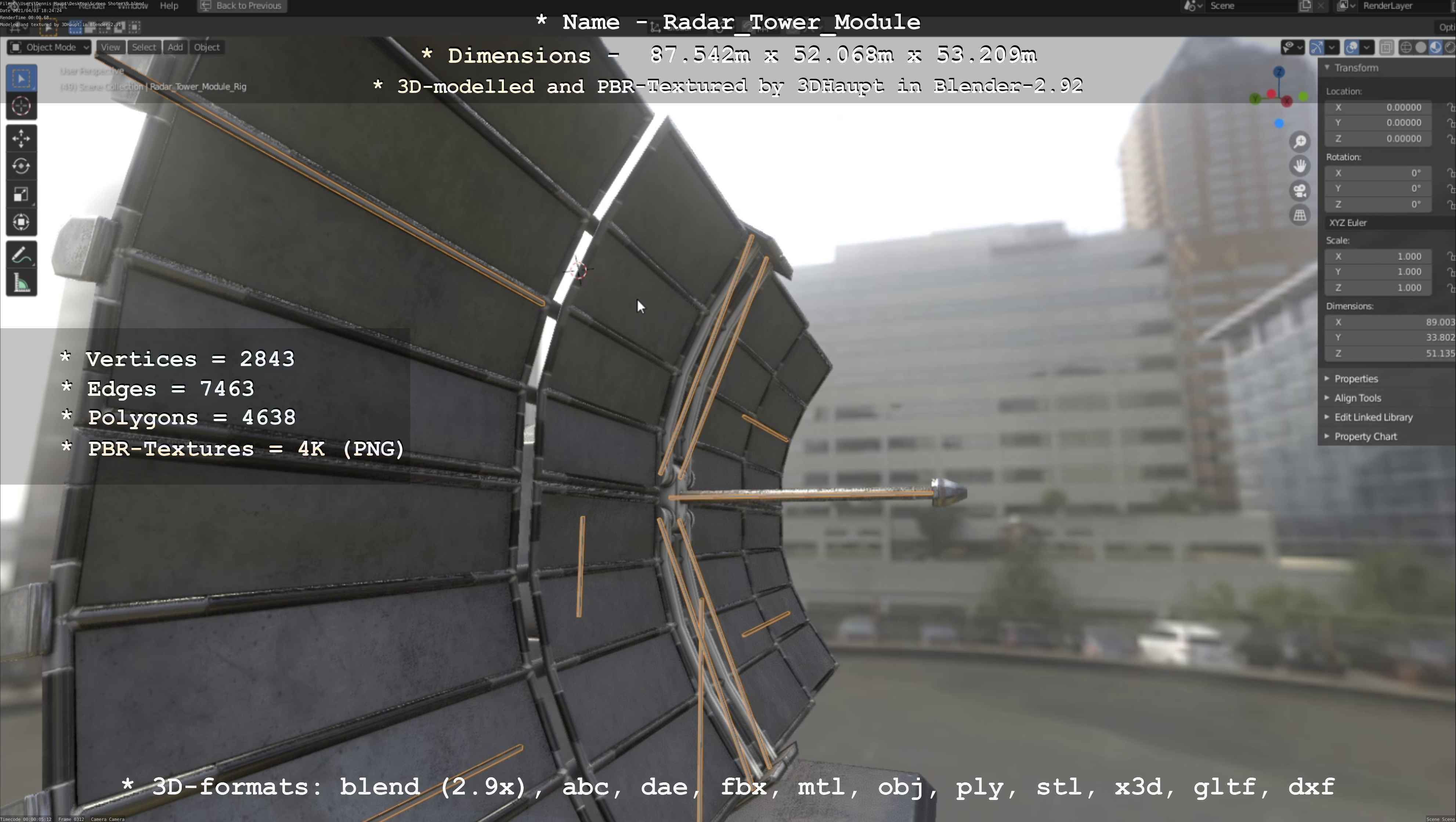 Futuristic Radar Tower Low-poly 3D model_105