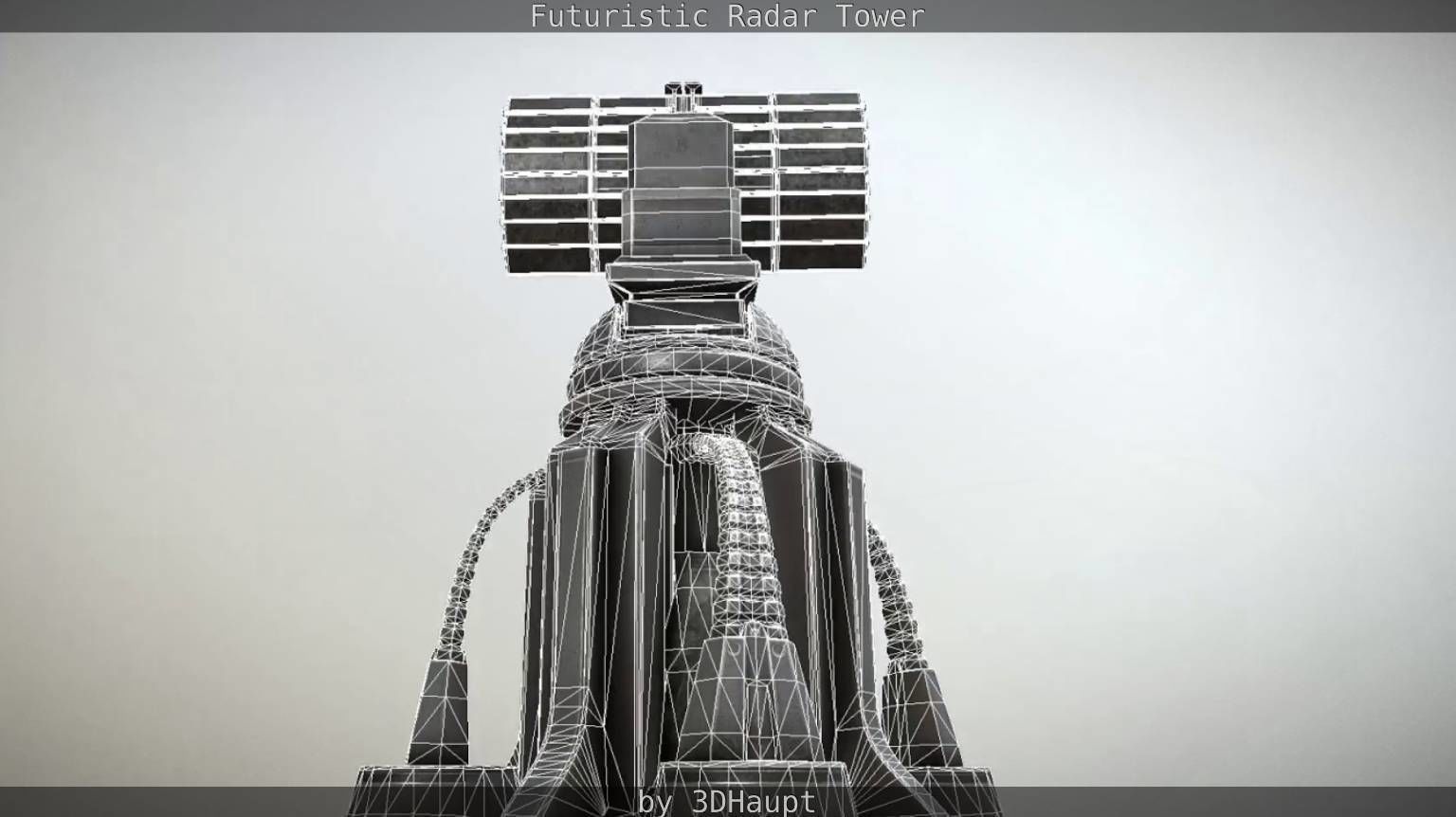 Futuristic Radar Tower Low-poly 3D model_49