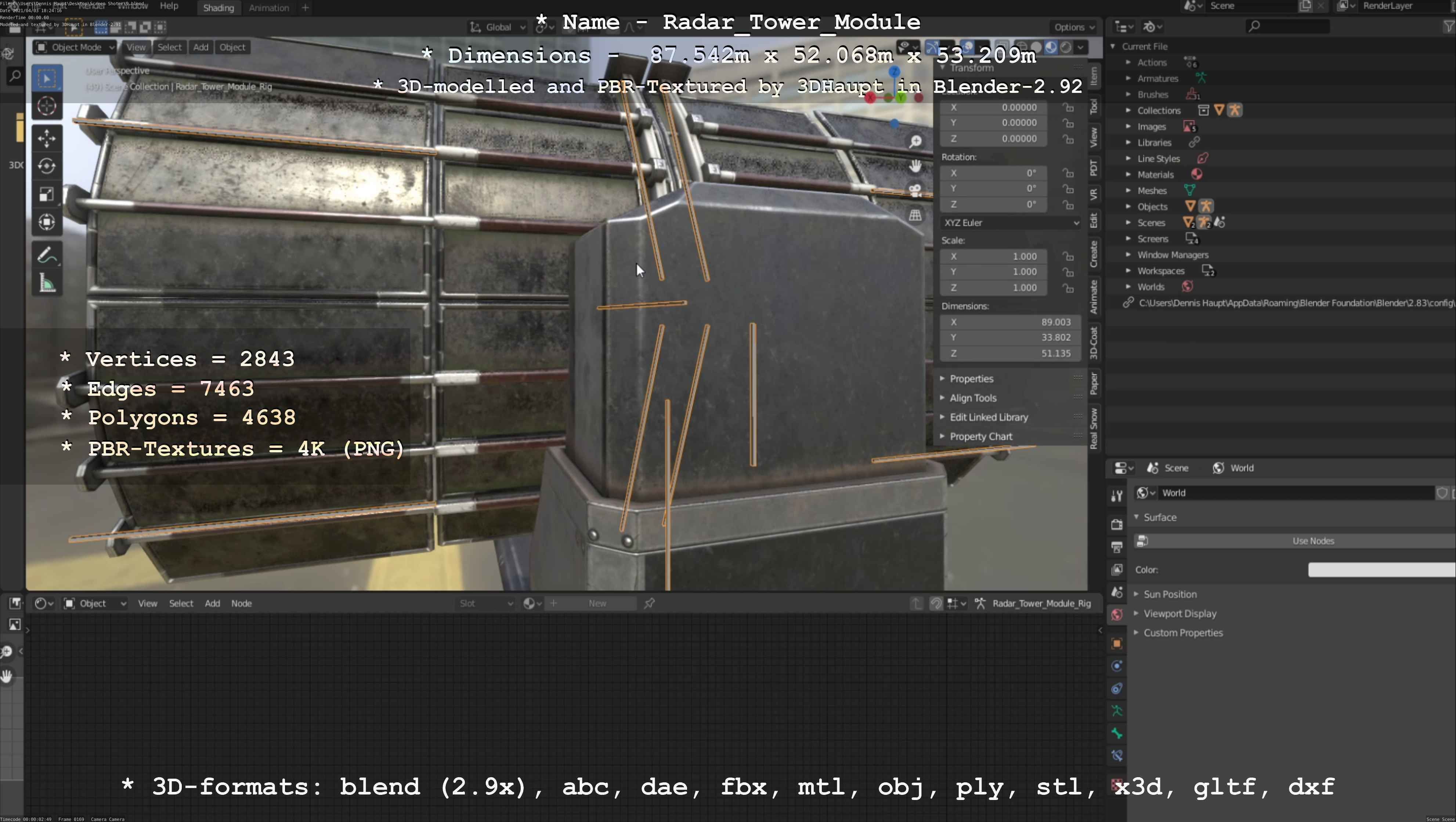 Futuristic Radar Tower Low-poly 3D model_108