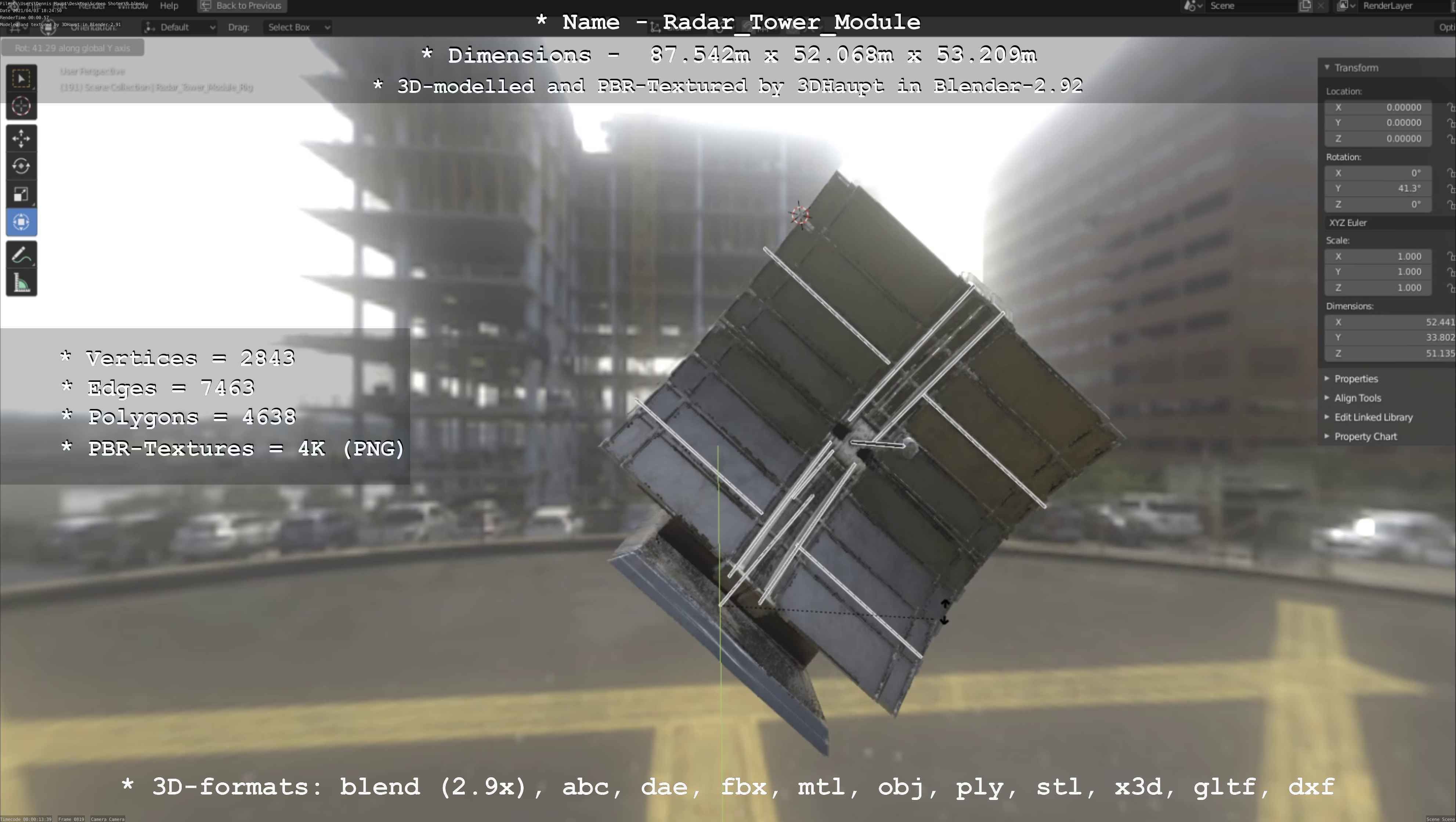 Futuristic Radar Tower Low-poly 3D model_103