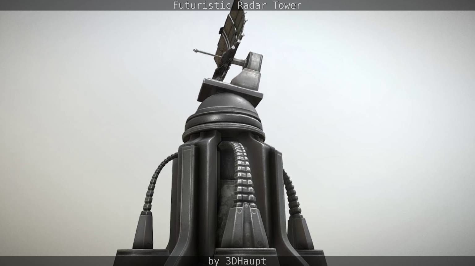 Futuristic Radar Tower Low-poly 3D model_47