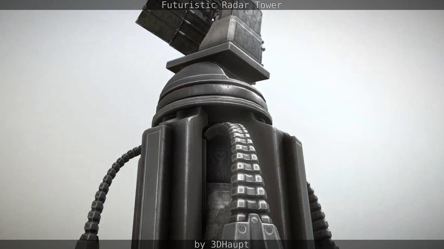 Futuristic Radar Tower Low-poly 3D model_41