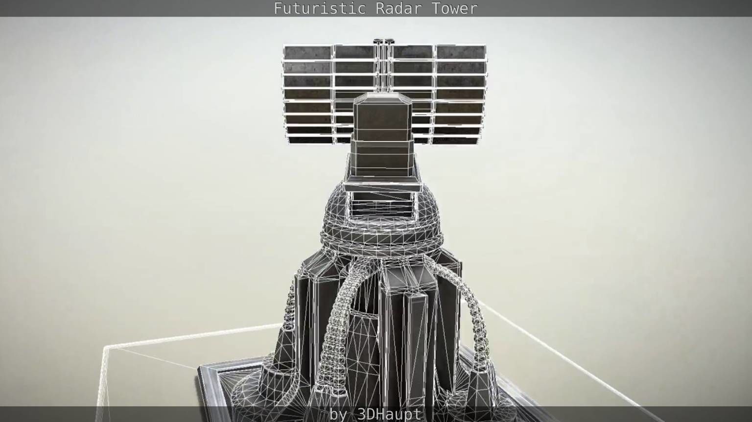 Futuristic Radar Tower Low-poly 3D model_50