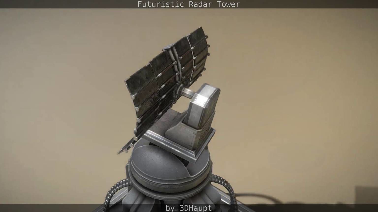 Futuristic Radar Tower Low-poly 3D model_37