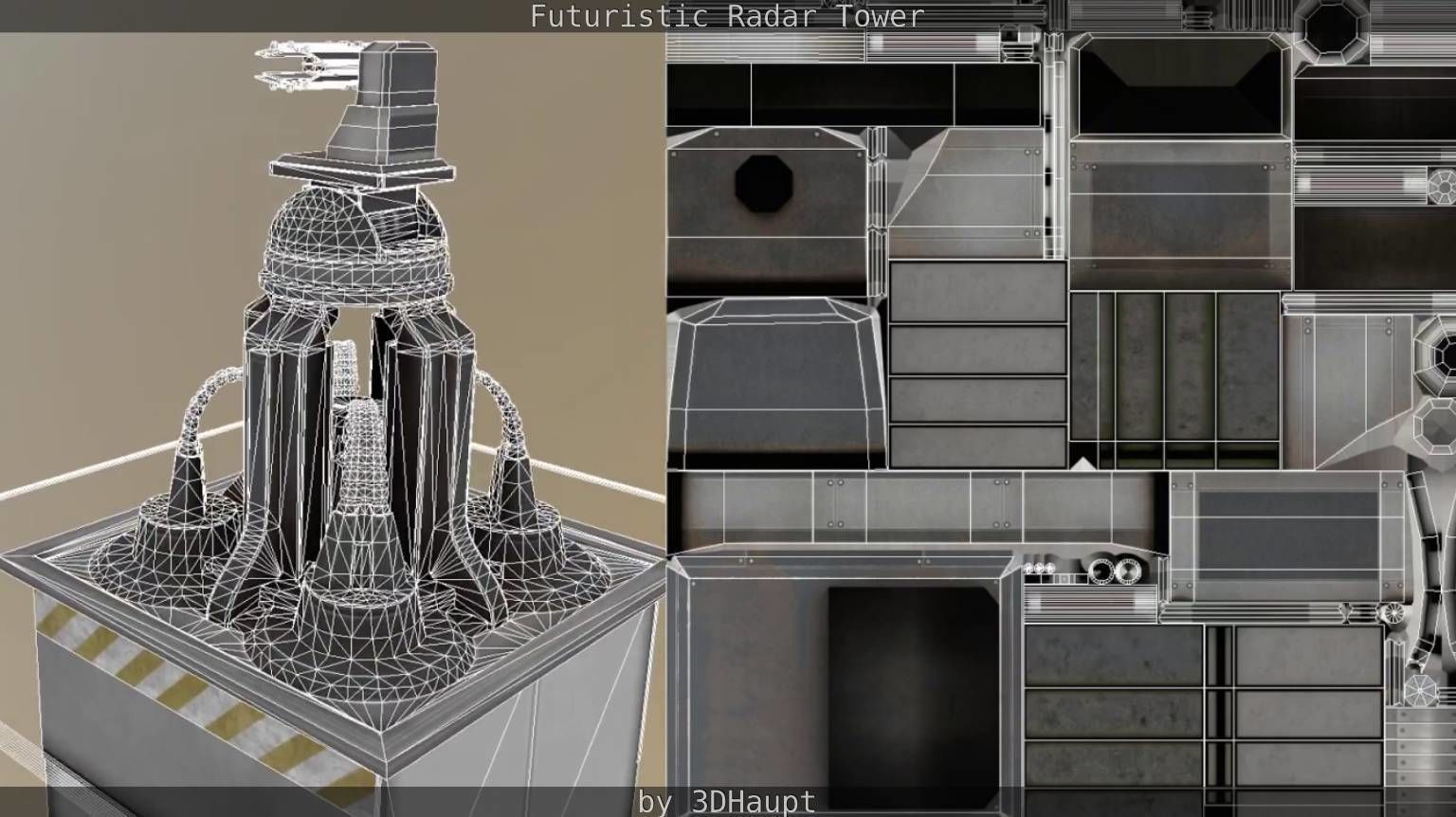 Futuristic Radar Tower Low-poly 3D model_62