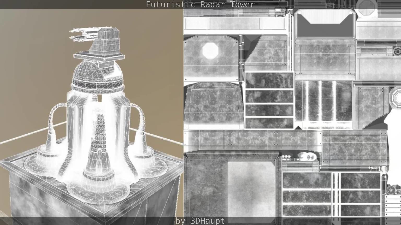 Futuristic Radar Tower Low-poly 3D model_73