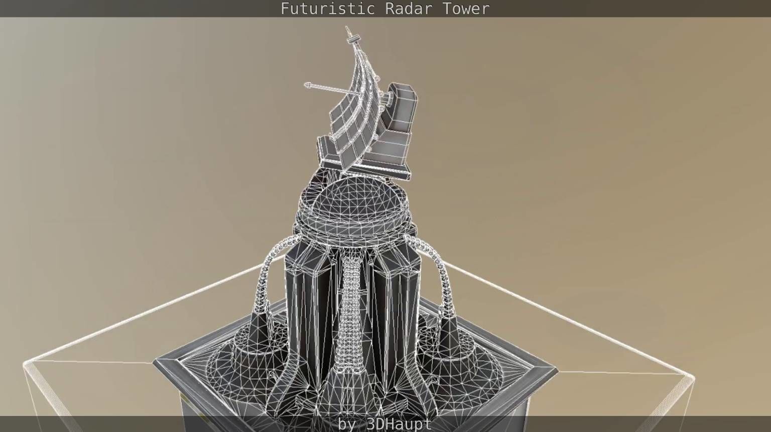 Futuristic Radar Tower Low-poly 3D model_57