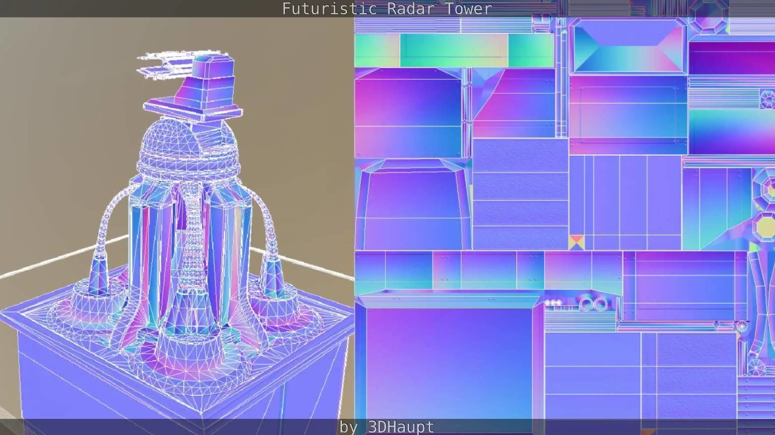 Futuristic Radar Tower Low-poly 3D model_75