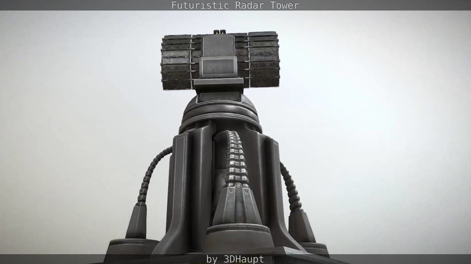 Futuristic Radar Tower Low-poly 3D model_42