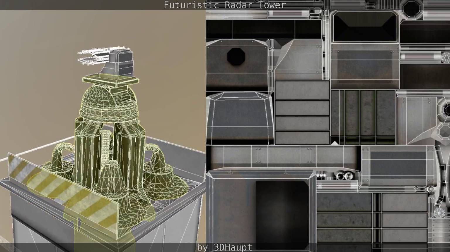 Futuristic Radar Tower Low-poly 3D model_63