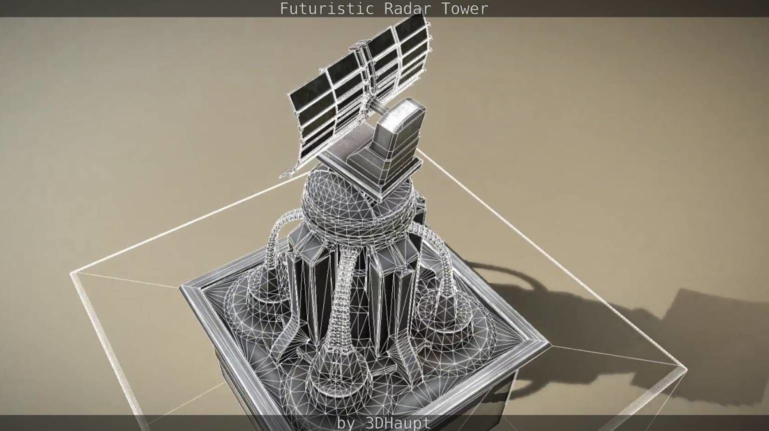 Futuristic Radar Tower Low-poly 3D model_51