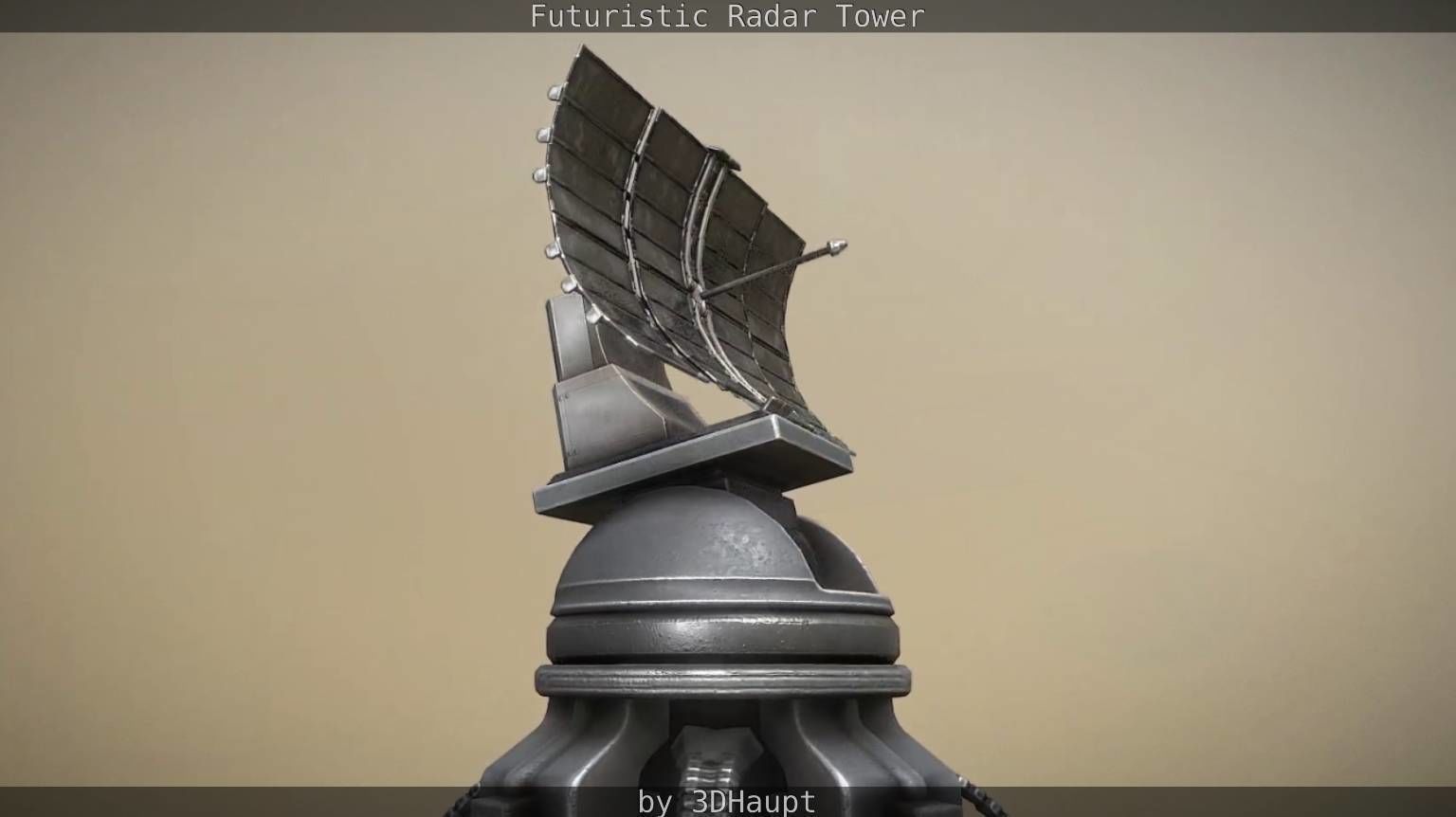 Futuristic Radar Tower Low-poly 3D model_35