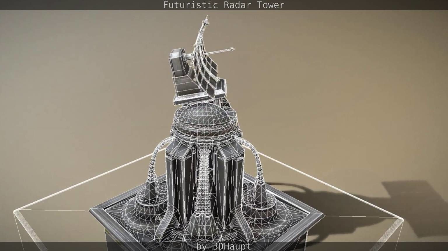 Futuristic Radar Tower Low-poly 3D model_54