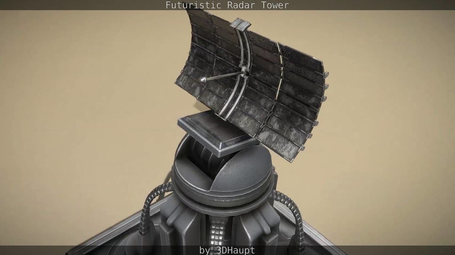 Futuristic Radar Tower Low-poly 3D model_28