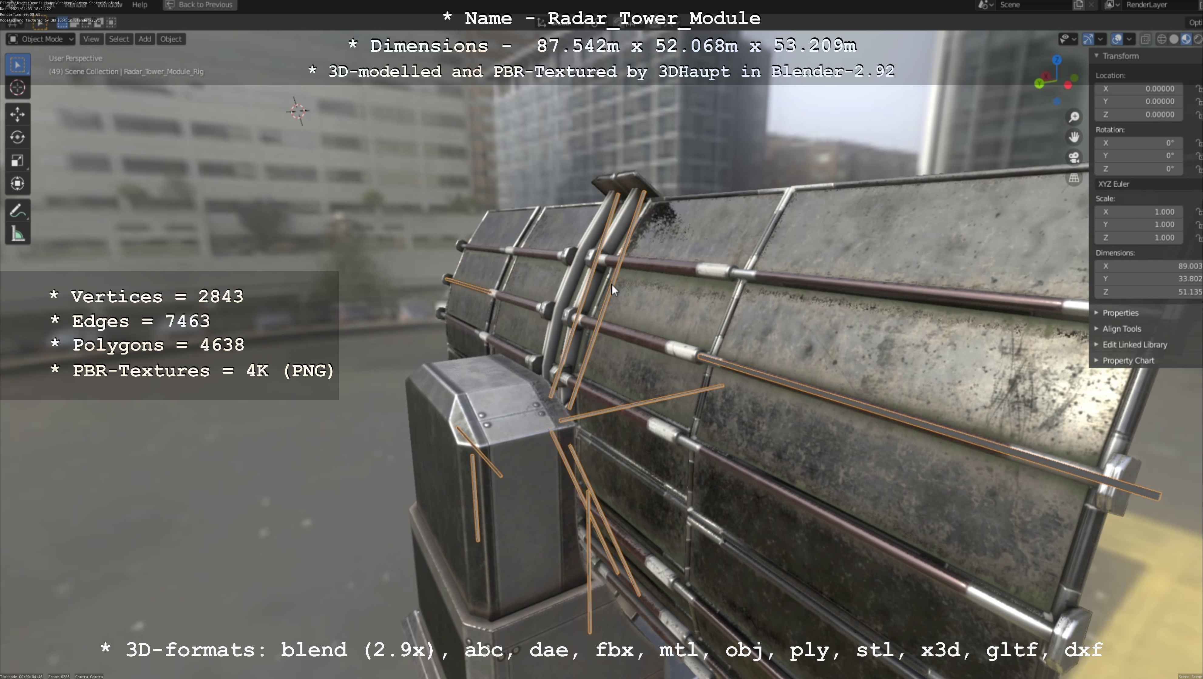 Futuristic Radar Tower Low-poly 3D model_107