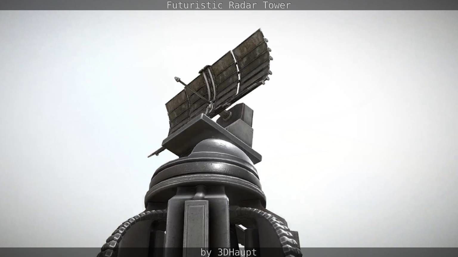 Futuristic Radar Tower Low-poly 3D model_40