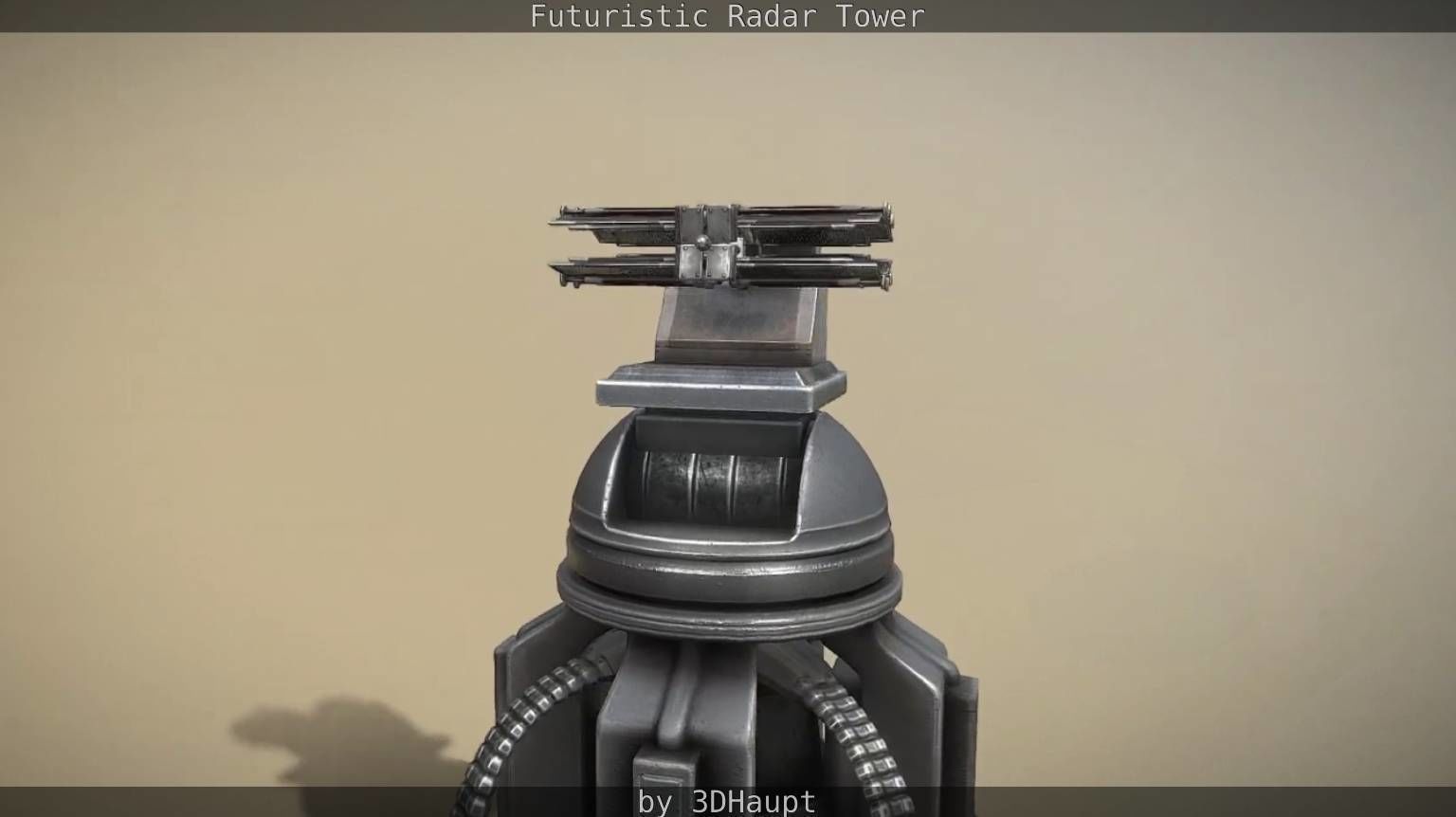 Futuristic Radar Tower Low-poly 3D model_25