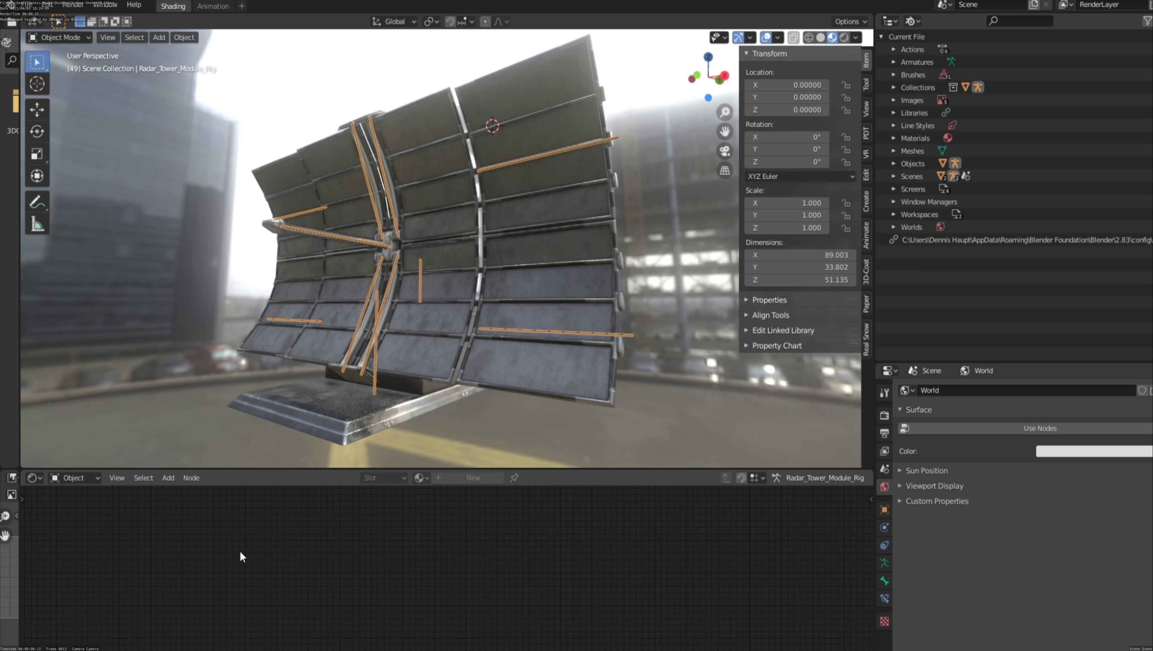 Futuristic Radar Tower Low-poly 3D model_95