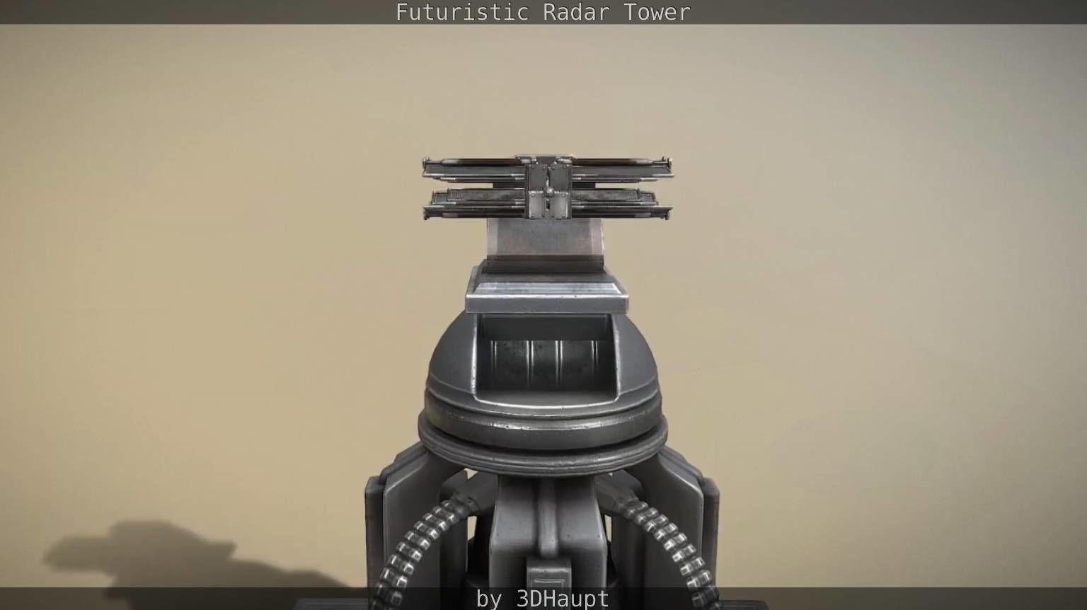Futuristic Radar Tower Low-poly 3D model_24