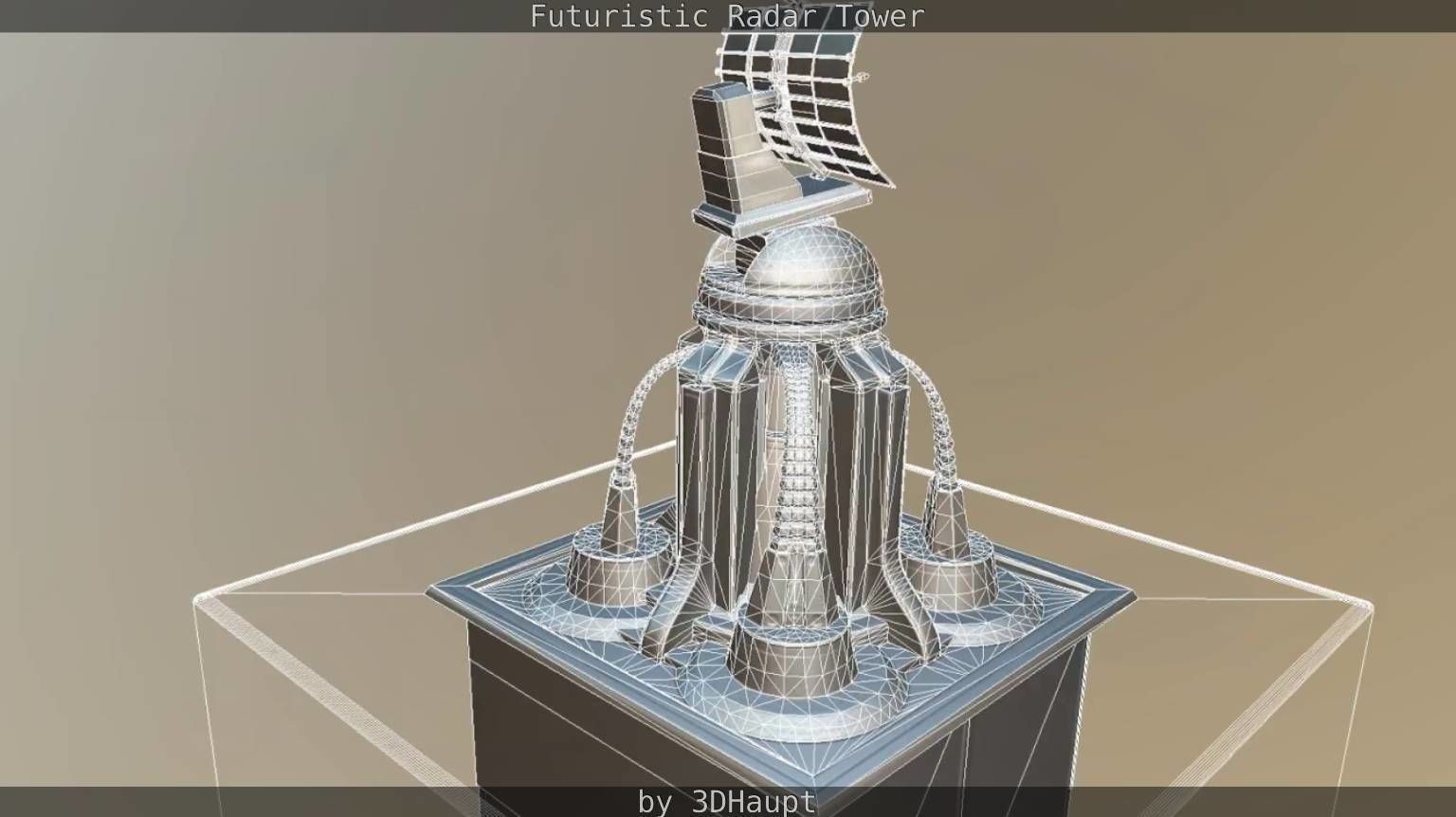 Futuristic Radar Tower Low-poly 3D model_82