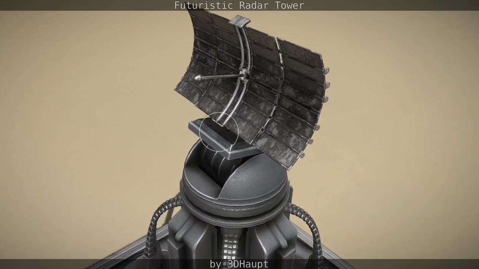 Futuristic Radar Tower Low-poly 3D model_30