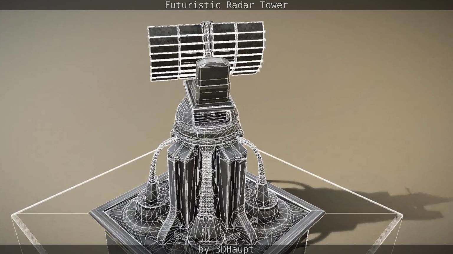 Futuristic Radar Tower Low-poly 3D model_52