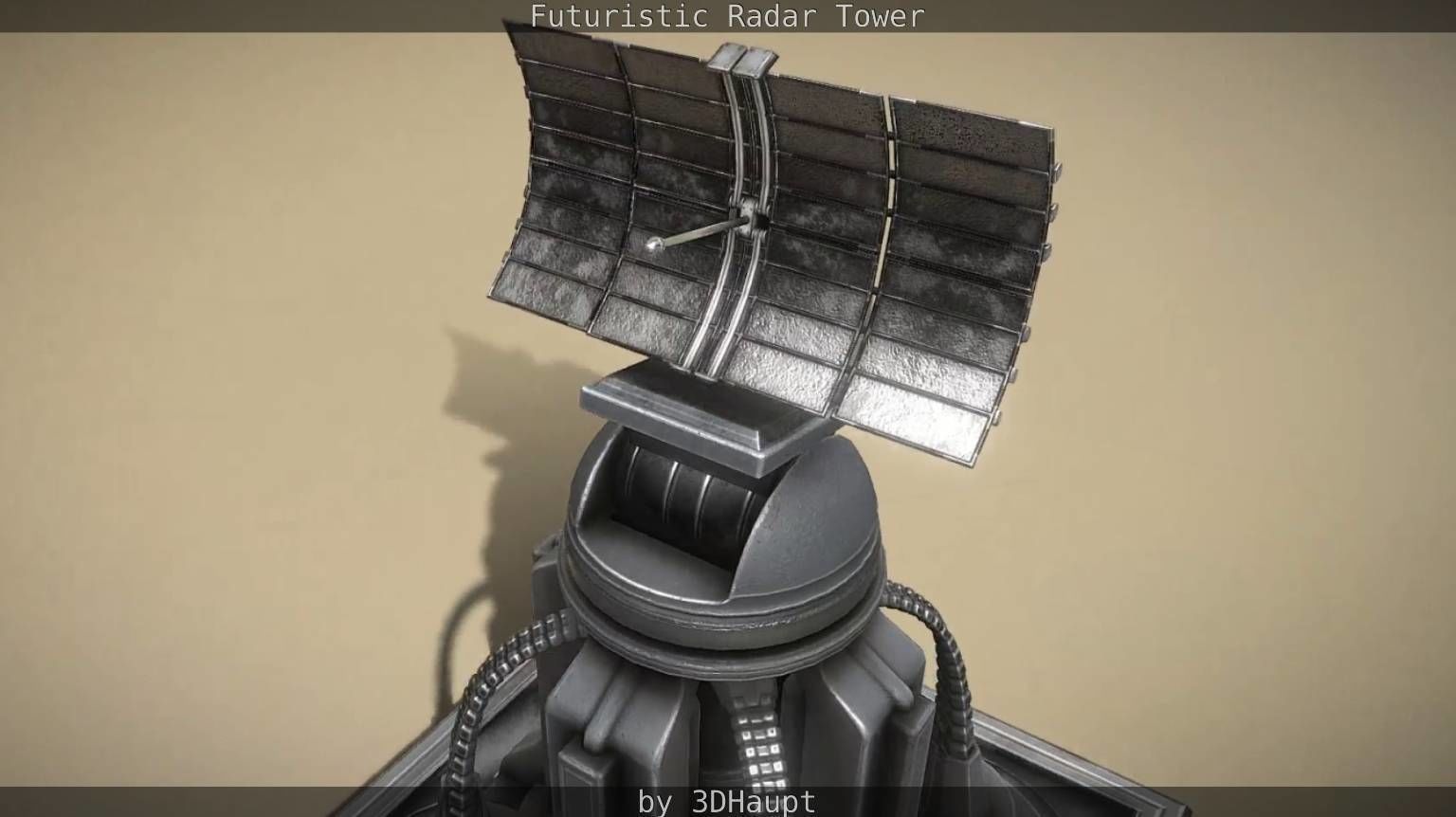 Futuristic Radar Tower Low-poly 3D model_29