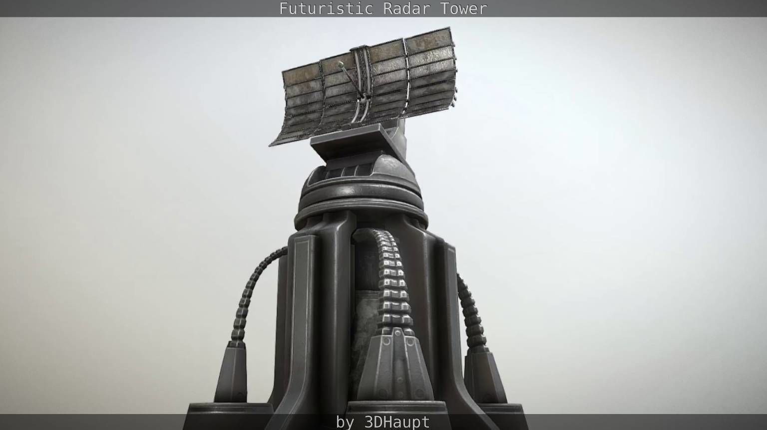 Futuristic Radar Tower Low-poly 3D model_46